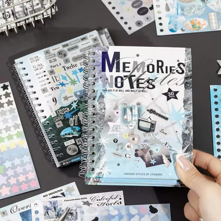 Aesthetic Spiral Sticker Book – 30 Sheets | Journaling & Scrapbooking Stickers