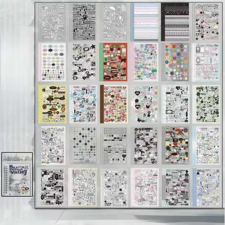 Aesthetic Spiral Sticker Book – 30 Sheets | Journaling & Scrapbooking Stickers