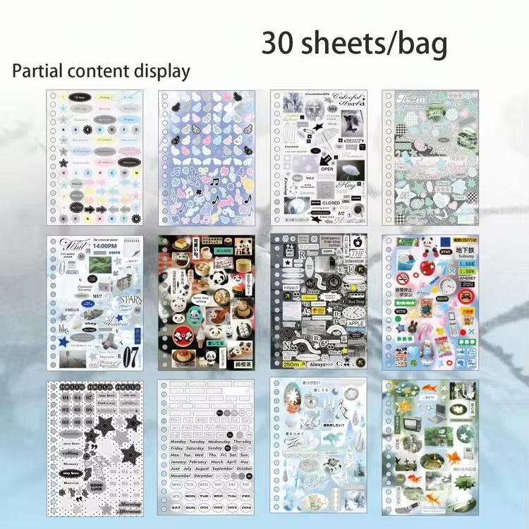 Aesthetic Spiral Sticker Book – 30 Sheets | Journaling & Scrapbooking Stickers