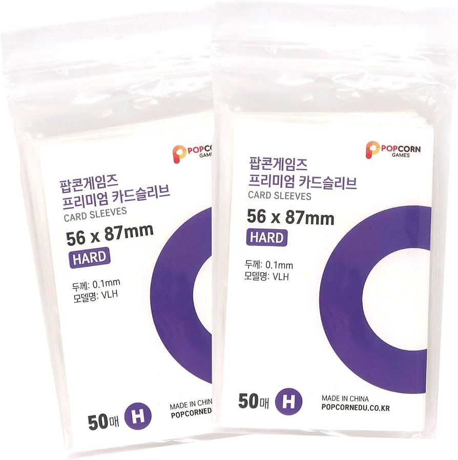 Popcorn Games Premium Hard Card Sleeves – 50pcs | Multiple Sizes