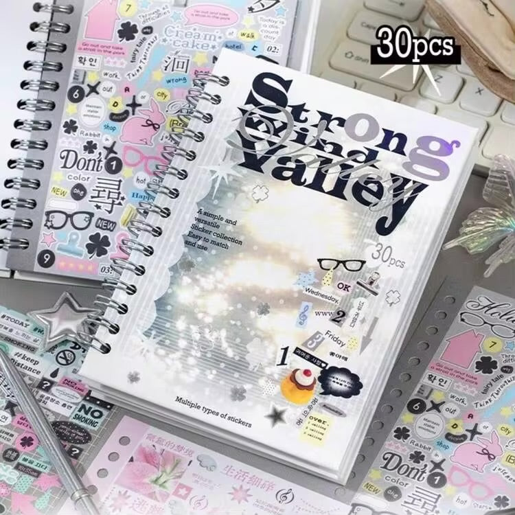 Aesthetic Spiral Sticker Book – 30 Sheets | Journaling & Scrapbooking Stickers