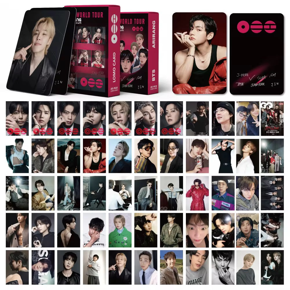 BTS World Tour ARIRANG Lomo Photocard Set – 55pcs K-pop Photo Cards Collection Box for ARMY Fans