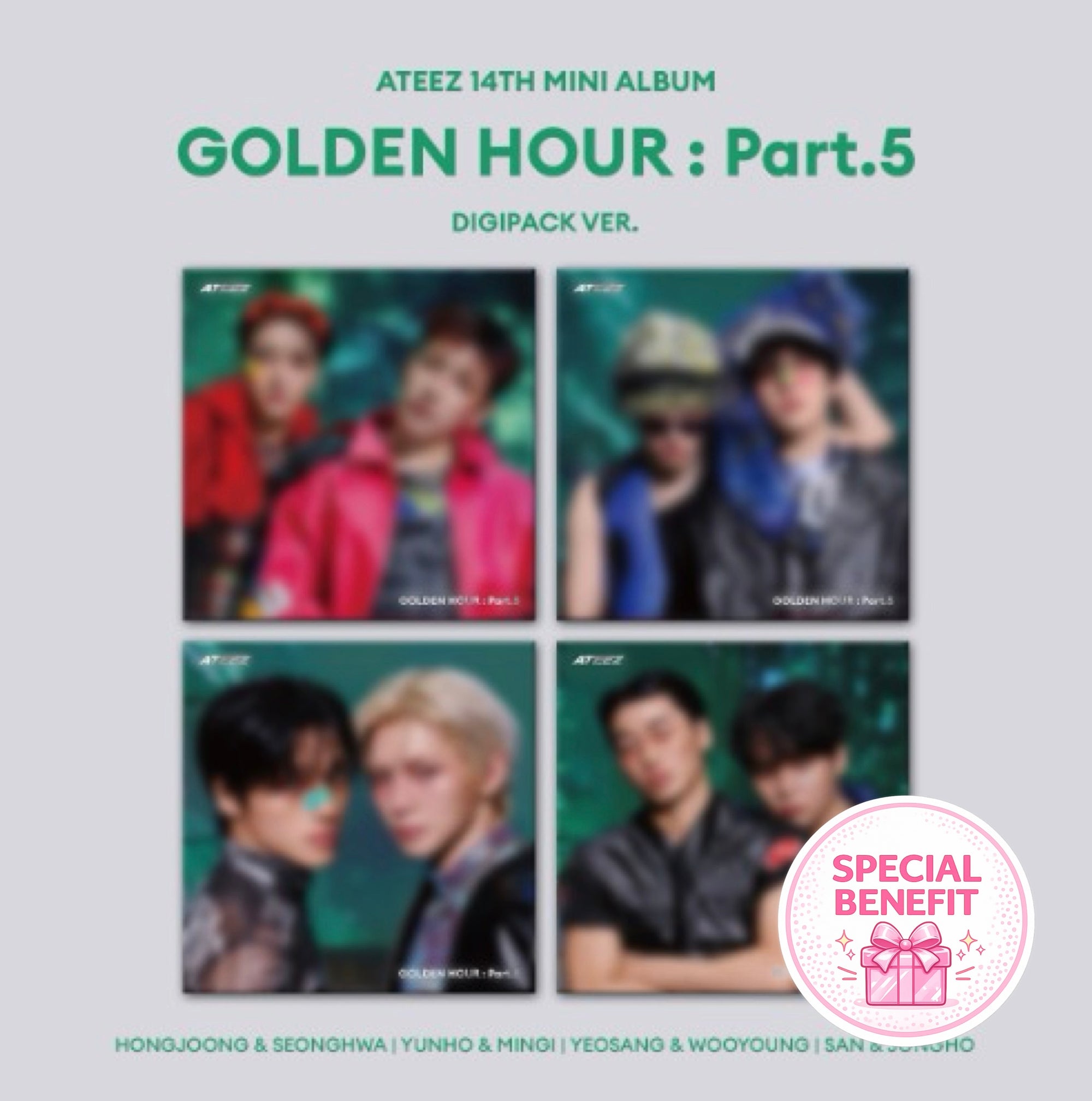 ATEEZ - 14th Mini Album GOLDEN HOUR : Part.5 (Digipack UNIT Ver.) + Special Benefit