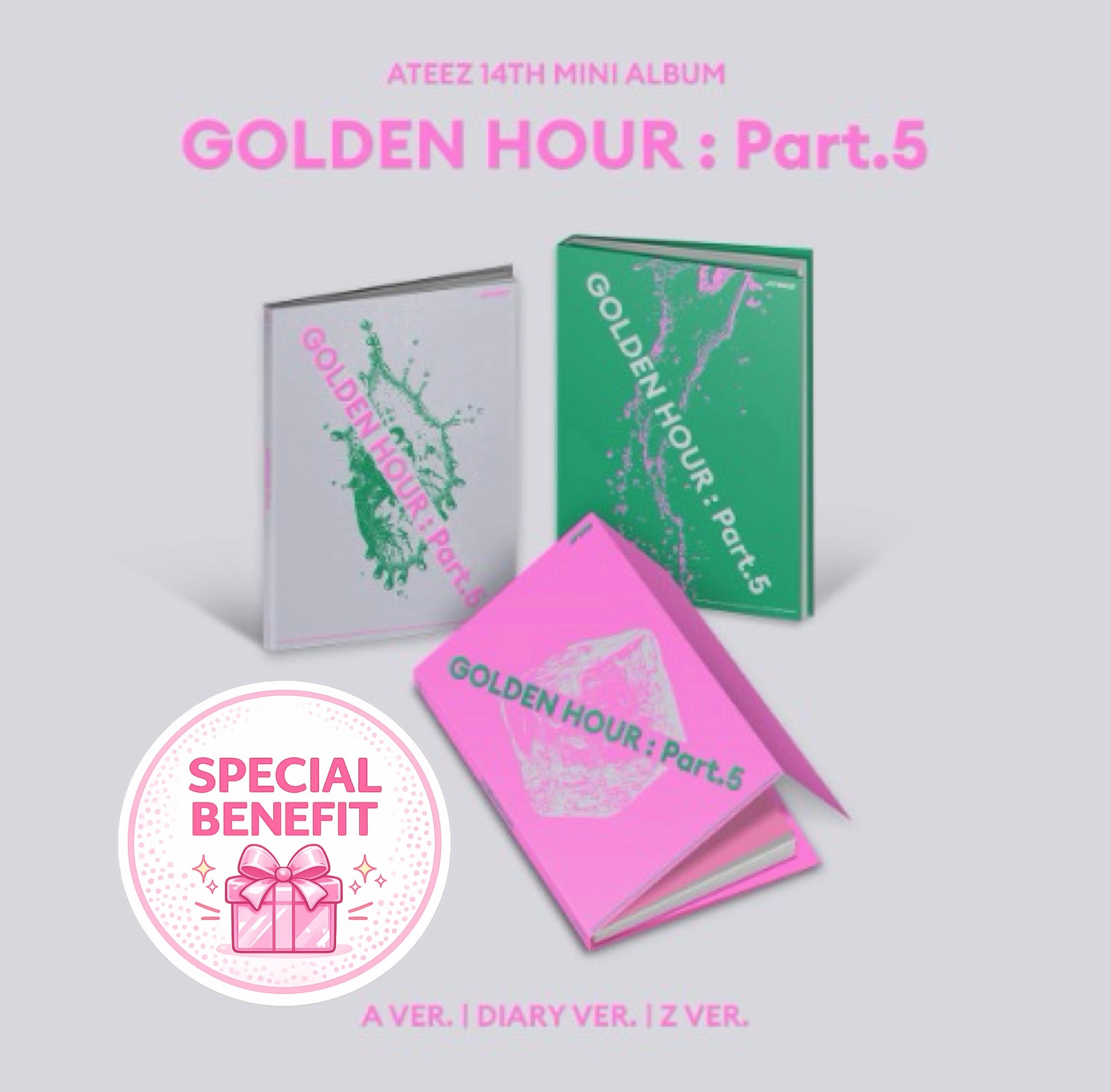 ATEEZ - 14th Mini Album GOLDEN HOUR : Part.5 + Special Benefit (Random Ver.)