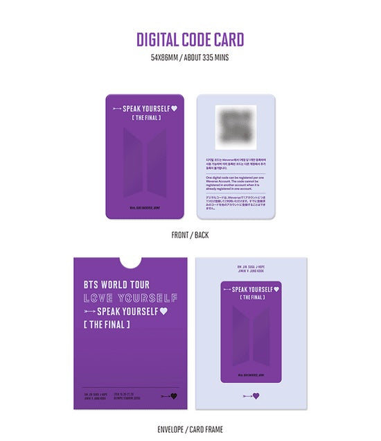 BTS WORLD TOUR ‘LOVE YOURSELF : SPEAK YOURSELF’ [THE FINAL] Digital Code