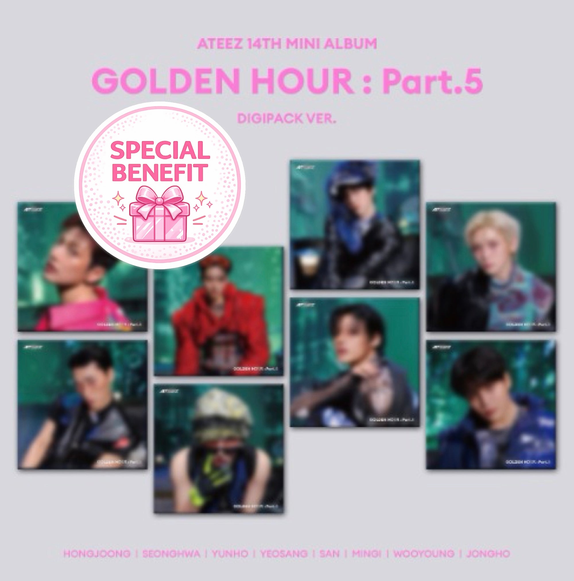 ATEEZ - 14th Mini Album GOLDEN HOUR : Part.5 (Digipack Ver.) + Special Benefit