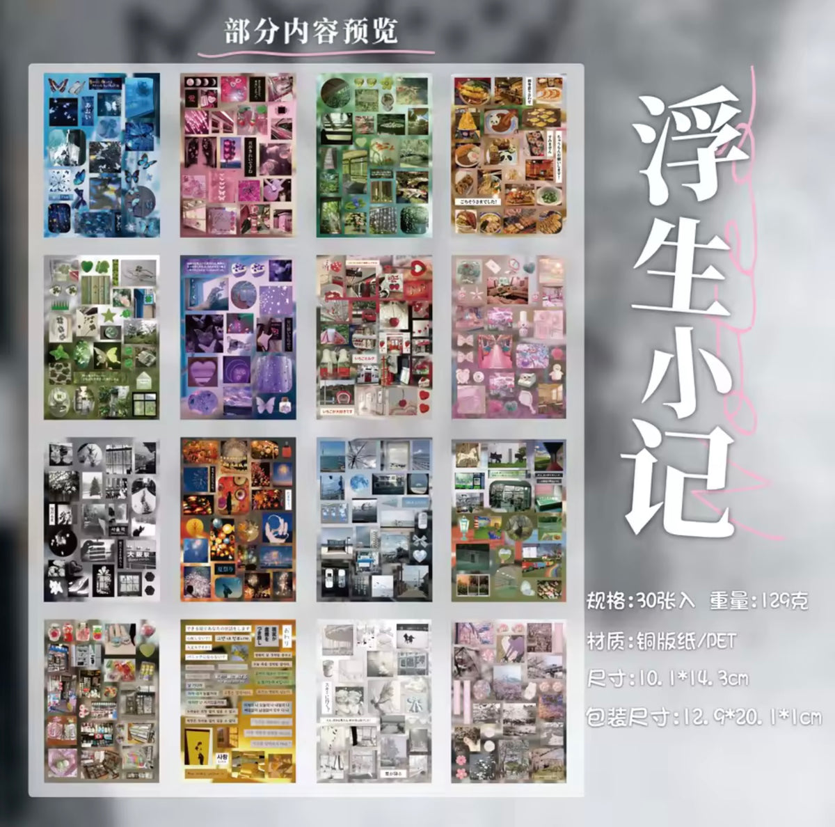 Aesthetic Sticker Book – 30 Sheets | Memory Crease Series
