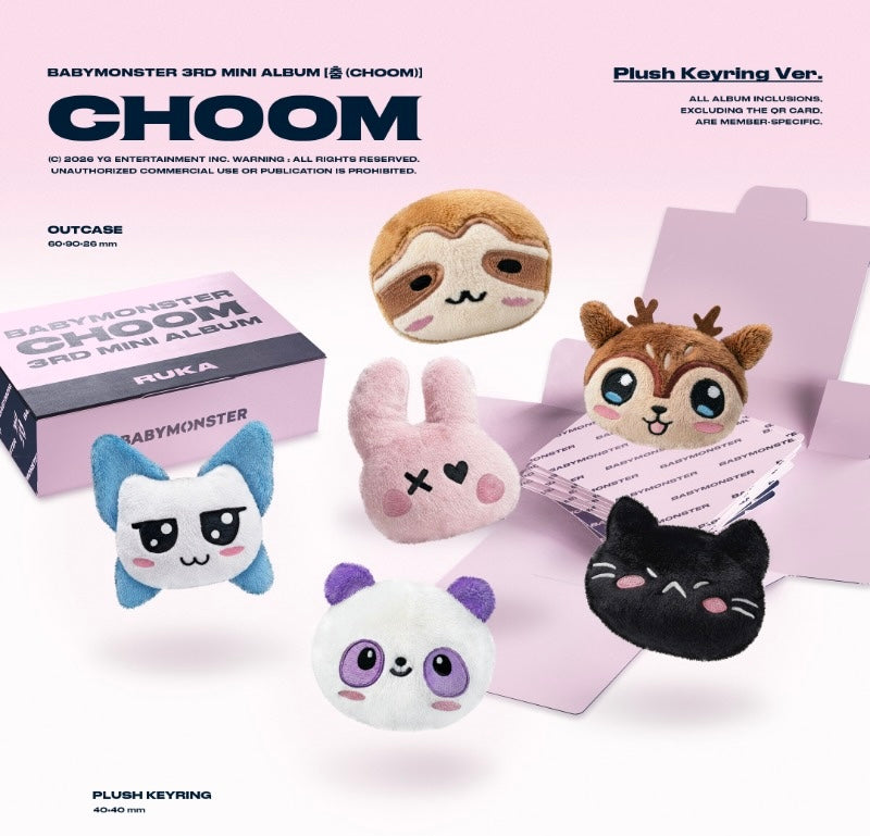 Official BABYMONSTER 3rd Mini Album [CHOOM] – Plush Keyring Version