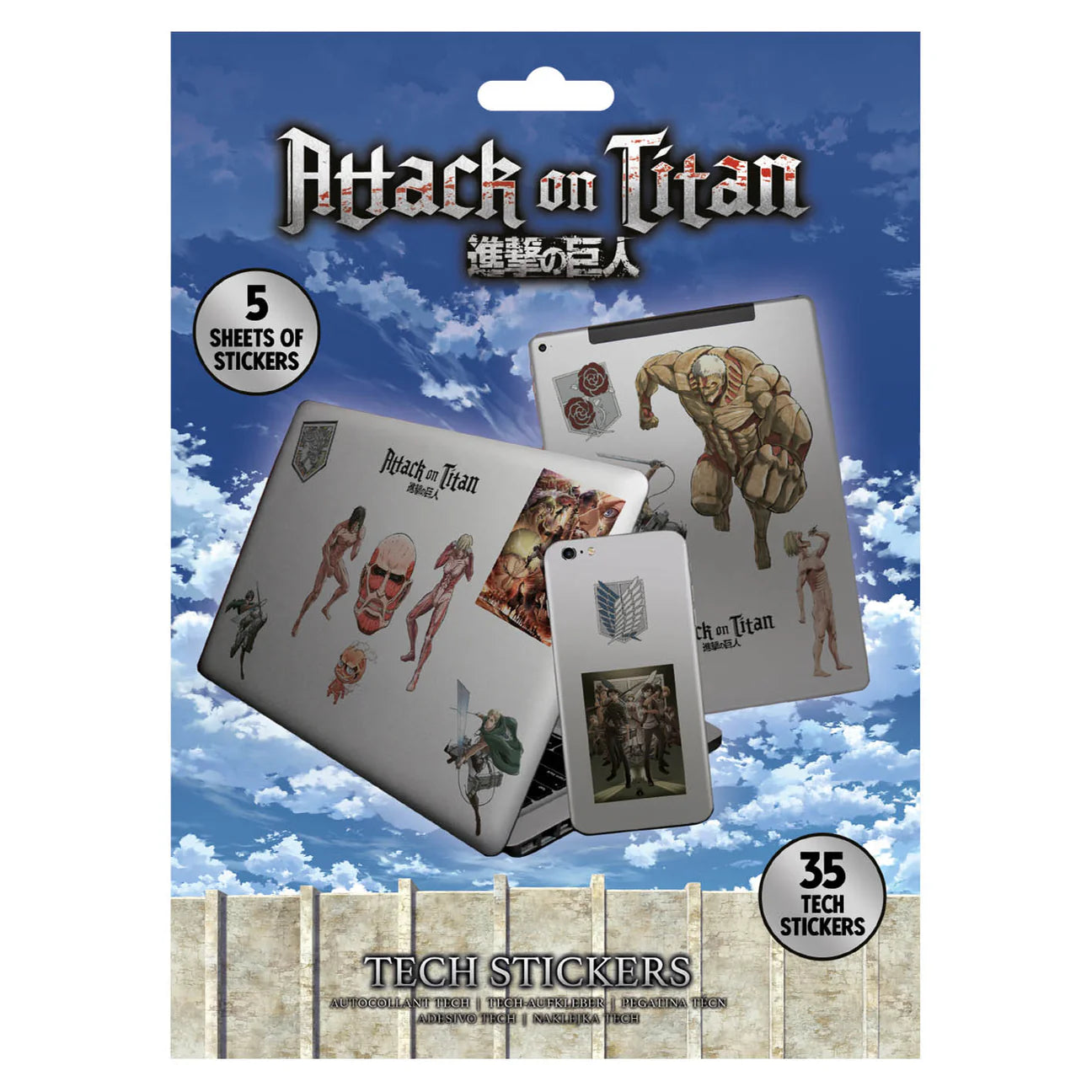 Attack On Titan (5 sheets of stickers) Tech Sticker Pack