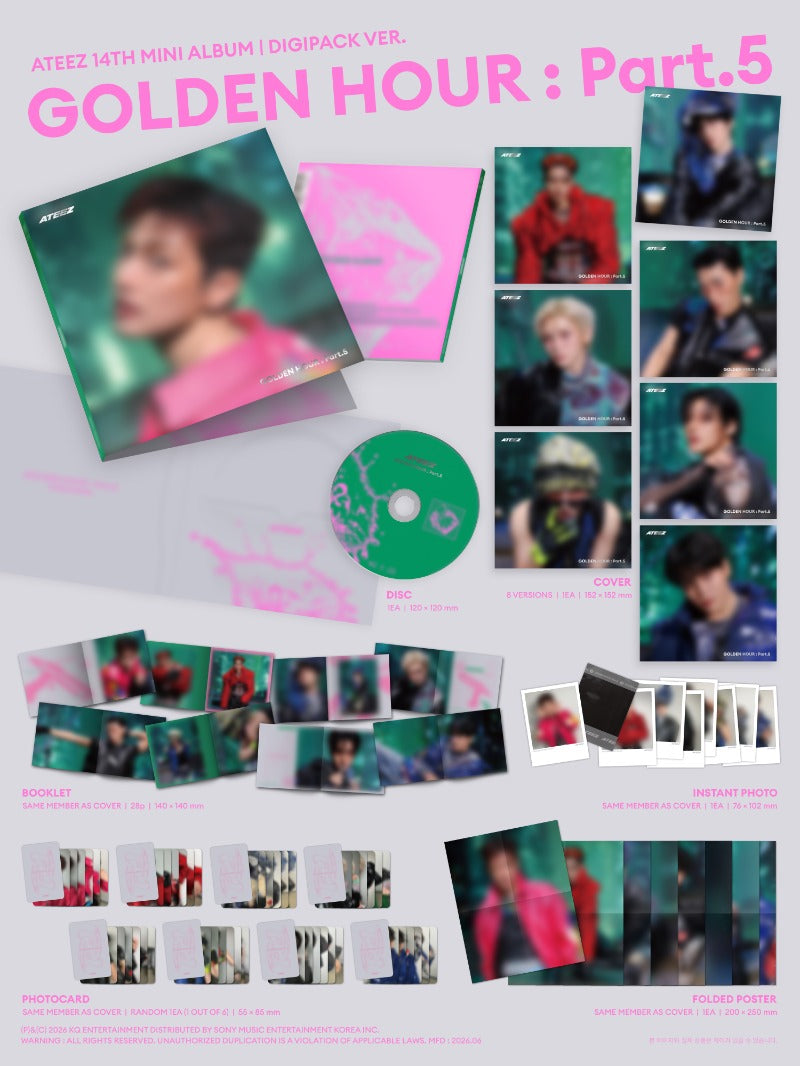 ATEEZ - 14th Mini Album GOLDEN HOUR : Part.5 (Digipack Ver.) + Special Benefit