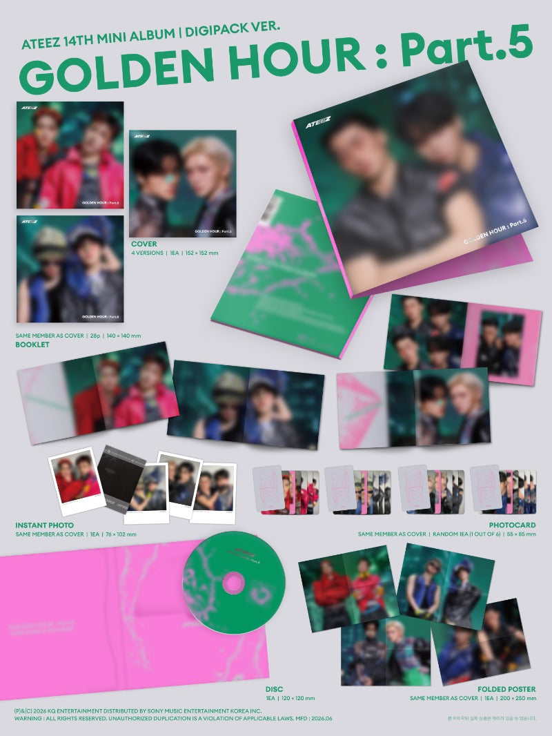 ATEEZ - 14th Mini Album GOLDEN HOUR : Part.5 (Digipack UNIT Ver.) + Special Benefit