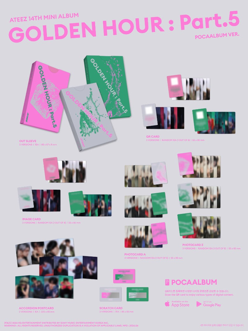 ATEEZ - 14th Mini Album GOLDEN HOUR : Part.5 (POCAALBUM Ver.) (Random Ver.)